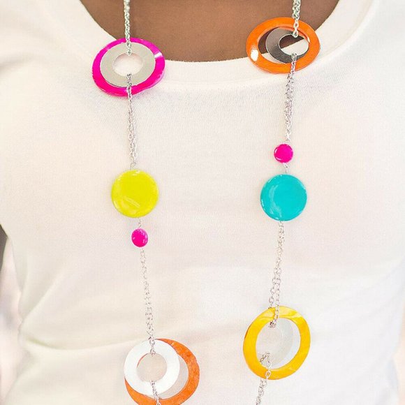 Not For Sale - Paparazzi Bright Colored Rings Necklace set - Picture 2 of 3